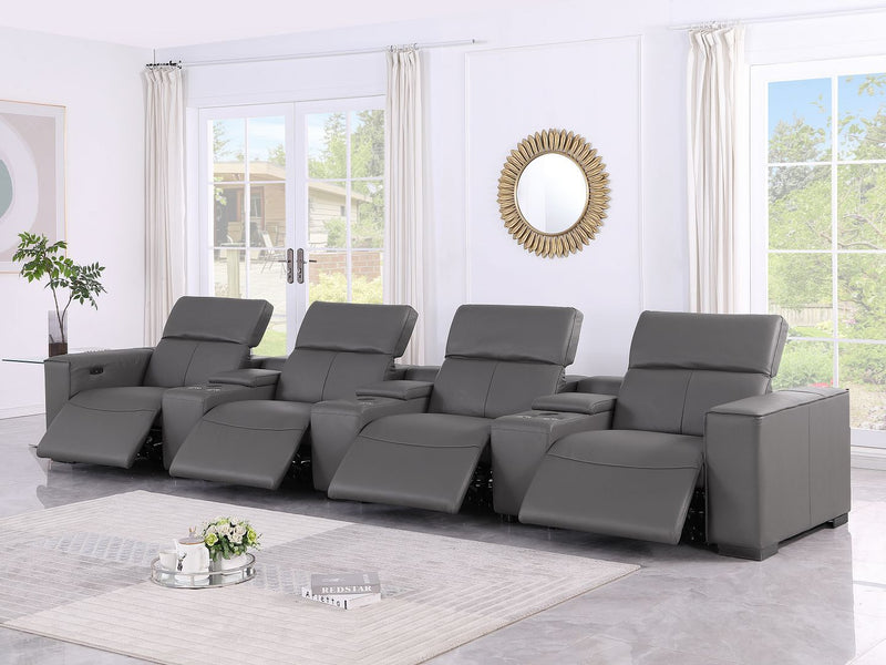 1208 - 7 Piece Leather Sofa With 4 Power Recliners And Power Headrests
