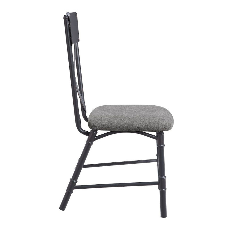 Edina - Side Chair (Set of 2) - Gray Fabric, Oak & Sandy Black - R&R Furniture Gallery (Fountain Valley, CA)