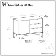 Harper - 3 Drawer Sideboard - Walnut Brown - R&R Furniture Gallery (Fountain Valley, CA)