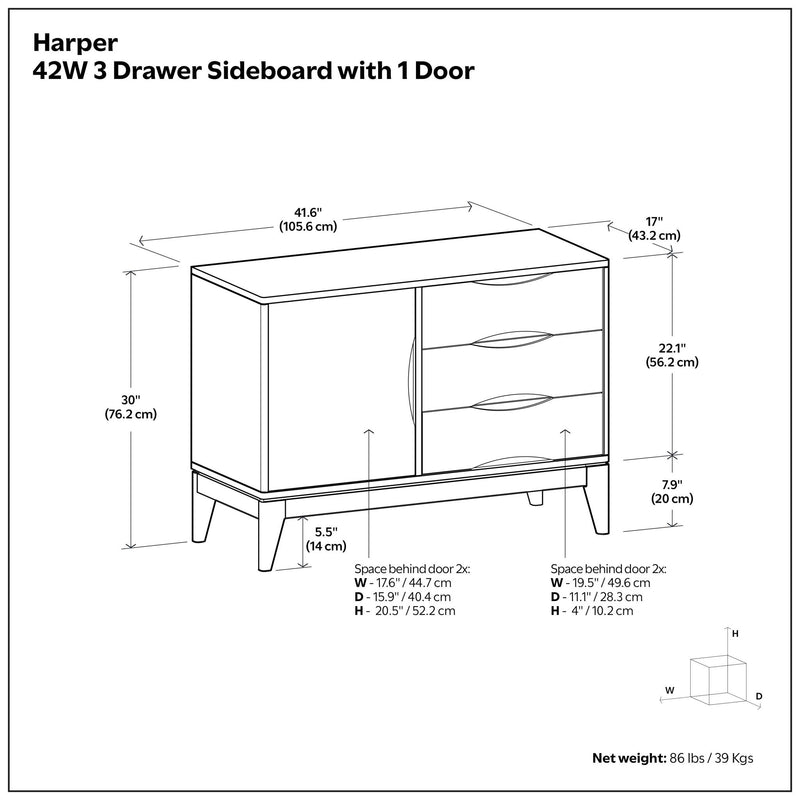 Harper - 3 Drawer Sideboard - Walnut Brown - R&R Furniture Gallery (Fountain Valley, CA)