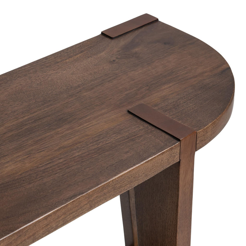 Classic Home Alenna round coffee table with a smooth wooden surface and modern design, perfect for living room decor.