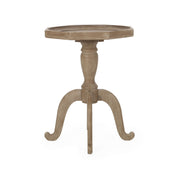 Noble House French Country accent table with spider leg design, natural wood finish and white accents, showcasing elegant craftsmanship.