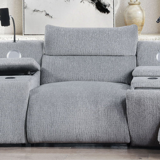 Fullar - Modular Power Motion Armless Recliner - Light Gary Chenille - R&R Furniture Gallery (Fountain Valley, CA)