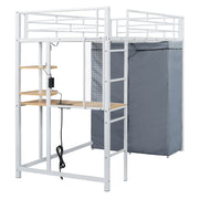 Loft Bed With Desk, Shelves, Power Outlet, LED Light And Wardrobe - R&R Furniture Gallery (Fountain Valley, CA)