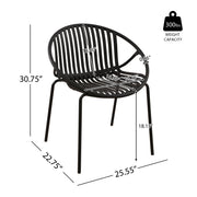Set of two Noble House outdoor stackable chairs with breathable plastic backrests and sturdy frames for patio or garden use