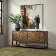 Classic Home Avara 4-door brown cabinet buffet with sleek wood finish and modern design for stylish storage.