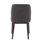 Lumi Source Tintori contemporary dining chair set of 2 in charcoal fabric with sleek modern design and wooden legs.