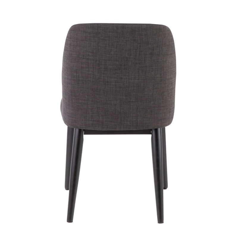 Lumi Source Tintori contemporary dining chair set of 2 in charcoal fabric with sleek modern design and wooden legs.