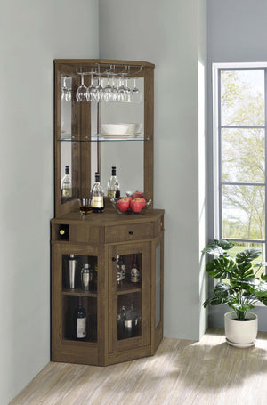 Alviso 1-drawer Corner Home Bar Wine Cabinet Rustic Oak