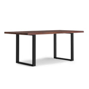 Handcrafted wooden dining table from Simpli-Home's Fieldcrest collection, featuring a sturdy rectangular design and natural wood finish.