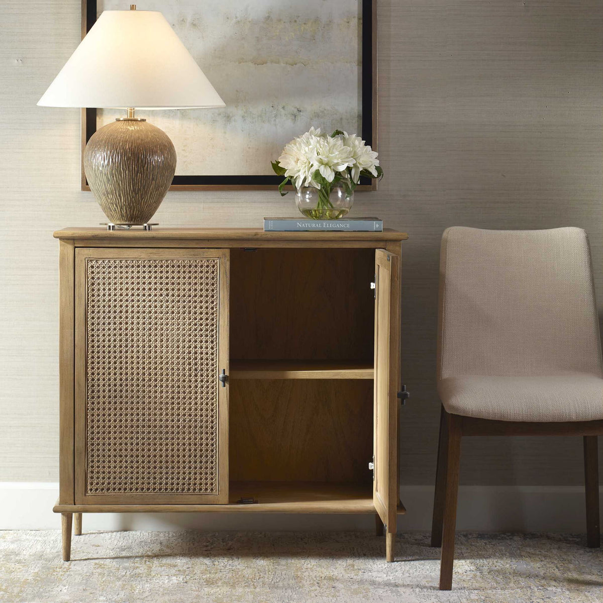 Coast - 2 Door Rattan Cabinet - Woodtone