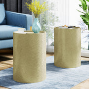 Noble House modern round accent table with hammered surface, featuring a sleek design and sturdy metal construction.