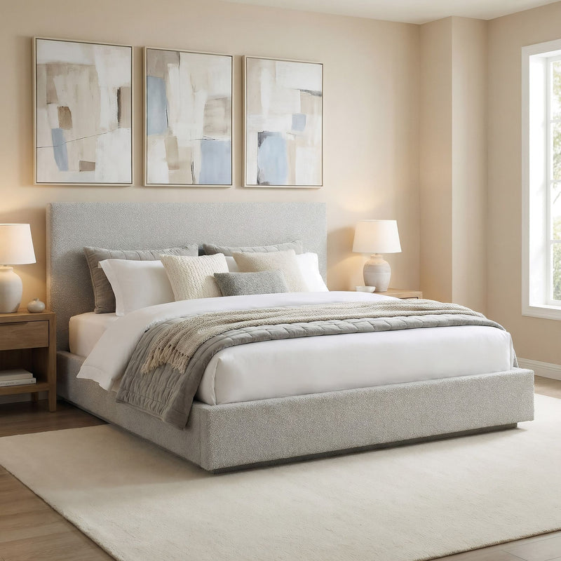 One Upholstered Platform Bed in Cotton Ball Boucle (2026)