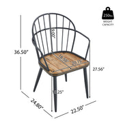 Industrial Inspired Indoor Dining Chair With Metal Legs And Birch (Set of 2) - Black / Natural - R&R Furniture Gallery (Fountain Valley, CA)