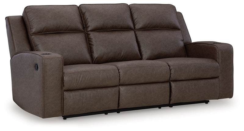 Lavenhorne - Rec Sofa W/Drop Down Table - Granite - R&R Furniture Gallery (Fountain Valley, CA)