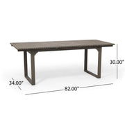 Outdoor expandable acacia wood dining table with U-shaped legs by Noble House, showcasing its natural wood grain and sturdy design.