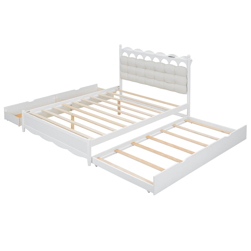 Storage Platform Bed, With 2 Big Drawers, Trundle, One Set Of Sockets & USB Ports - R&R Furniture Gallery (Fountain Valley, CA)