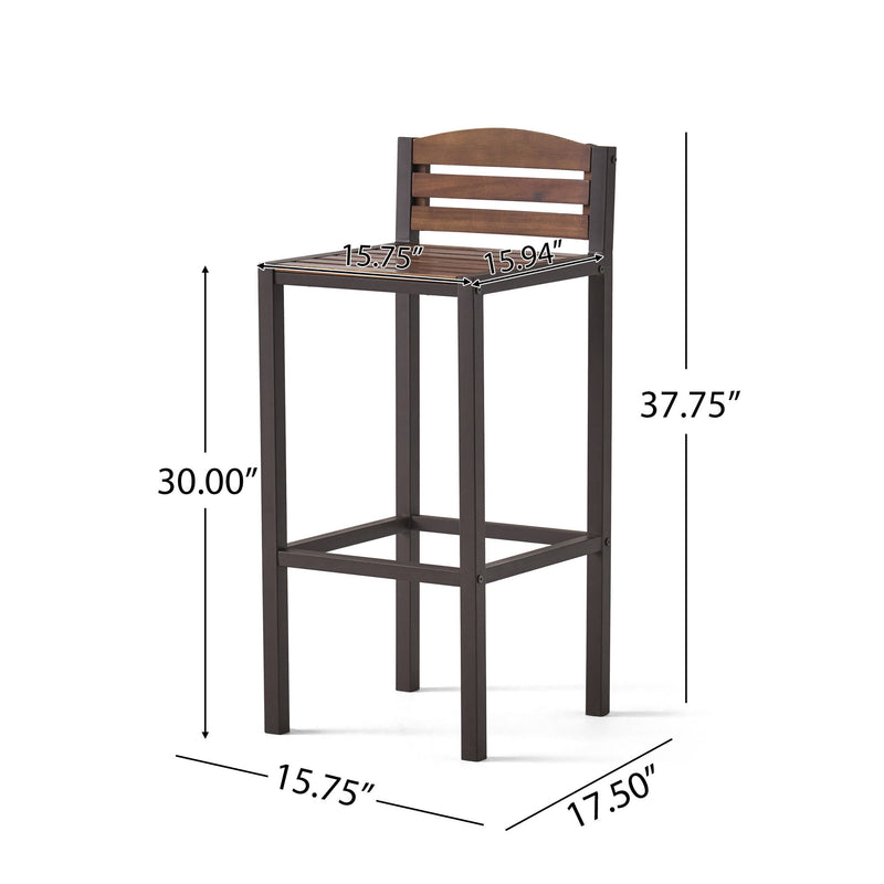 Outdoor Barstool With Slat Panel Design (Set of 2) - Dark Brown - R&R Furniture Gallery (Fountain Valley, CA)