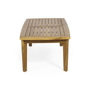 Brown outdoor rectangular coffee table by Noble House, featuring a sturdy wooden design for outdoor patio or garden use.