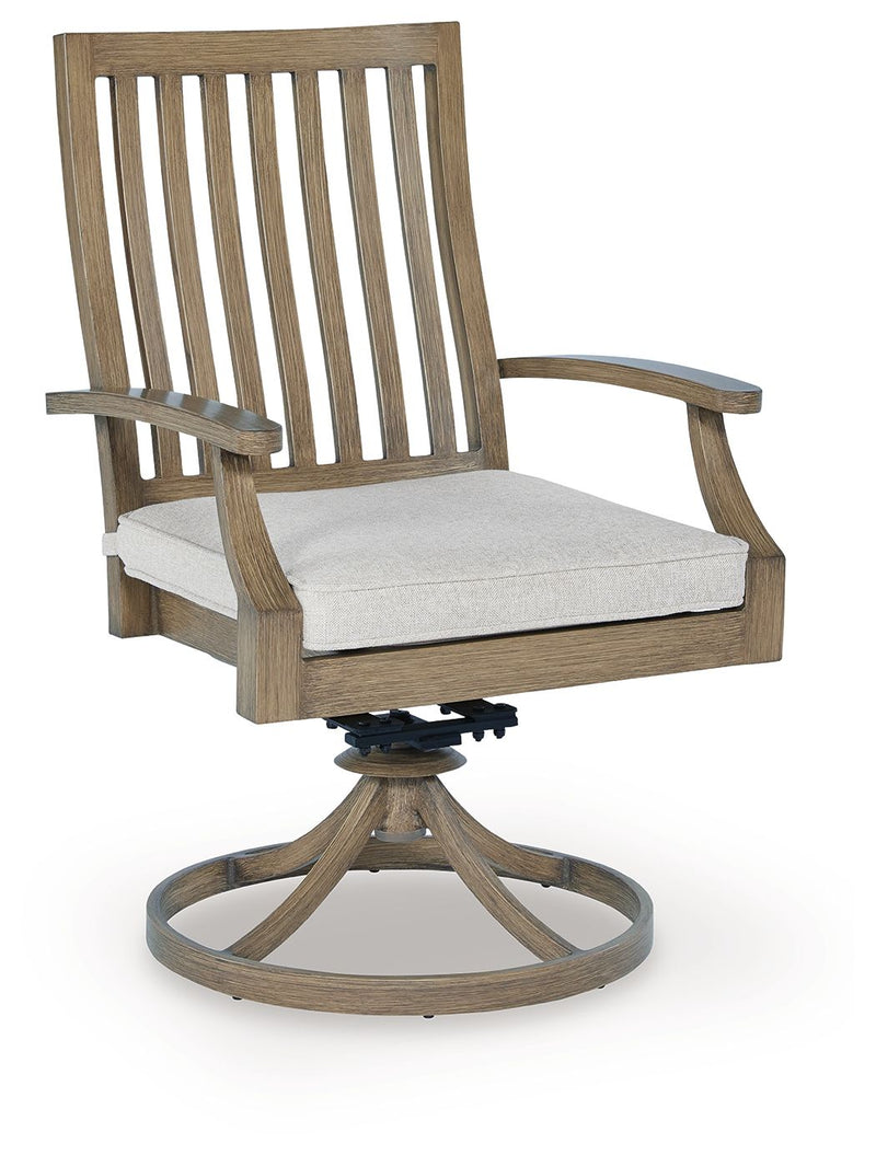 Rainier Ranch - Swivel Chair With Cushion (Set of 2) - Brown / Beige - R&R Furniture Gallery (Fountain Valley, CA)