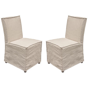 Sonoma 2-Pack Dining Chairs with Wood Legs and Sand Linen Removable Slipcover by Diamond Sofa