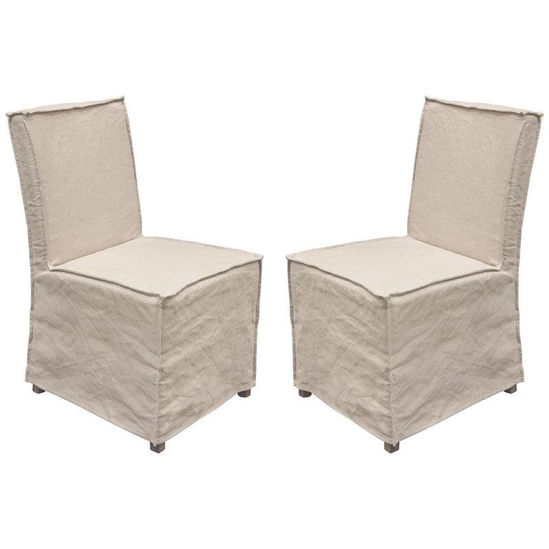 Sonoma 2-Pack Dining Chairs with Wood Legs and Sand Linen Removable Slipcover by Diamond Sofa