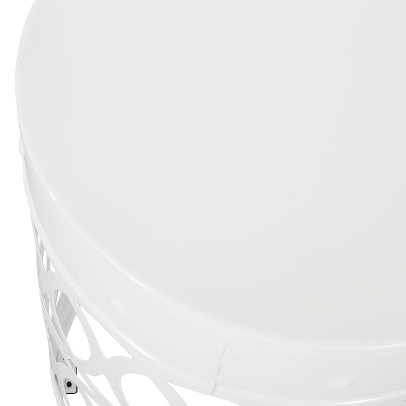 Outdoor metal side table by Noble House with a sleek S/2 design, featuring a durable metal surface perfect for outdoor use.
