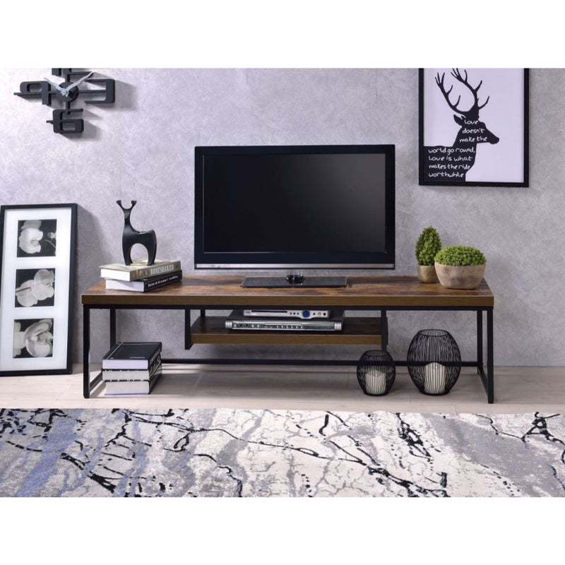 Bob - TV Stand - Weathered Oak & Black Metal - R&R Furniture Gallery (Fountain Valley, CA)