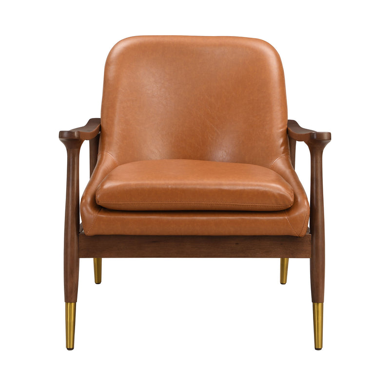 Mid - Century Accent Chair With Cushioned Seat, Brass Tipped Legs - R&R Furniture Gallery (Fountain Valley, CA)