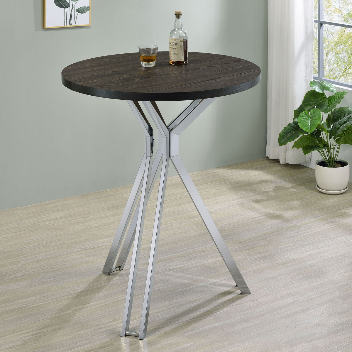 Edgerton - Round Height Bistro Bar Table - Dark Oak