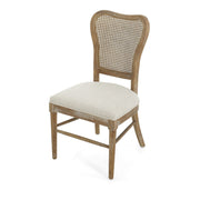 Classic Retro Dining Chair (Set of 2) With Rattan Backrest - Dark Brown / Beige - R&R Furniture Gallery (Fountain Valley, CA)