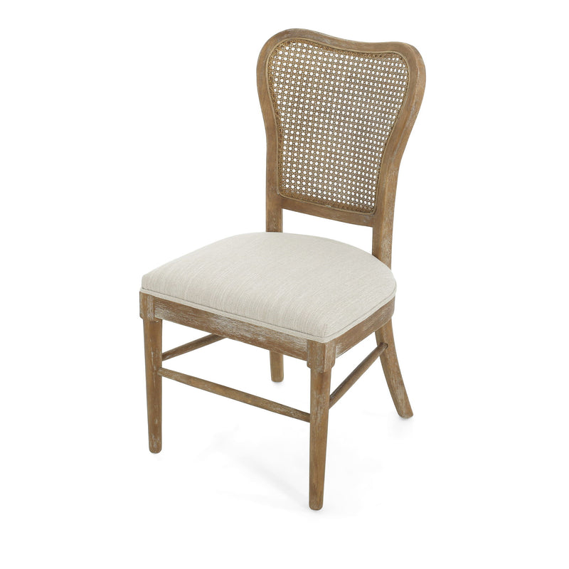 Classic Retro Dining Chair (Set of 2) With Rattan Backrest - Dark Brown / Beige - R&R Furniture Gallery (Fountain Valley, CA)