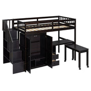 Loft Bed With Stairs, Bookshelf, Drawers, Desk & Wardrobe, Space Saving Multifunctional Furniture - R&R Furniture Gallery (Fountain Valley, CA)