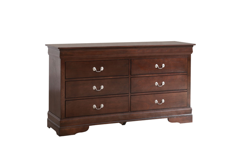 Elegant traditional storage dresser by Glory Furniture featuring multiple drawers and a polished wood finish.