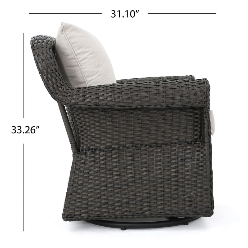 Amaya - Outdoor Swivel Rocker Chair With Water Resistant Cushions - Brown / Beige - R&R Furniture Gallery (Fountain Valley, CA)