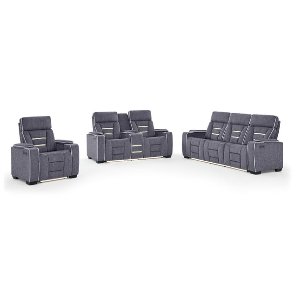 Austin - 3 Piece Reclining Sofa And Loveseat With Storage Arms - Gray