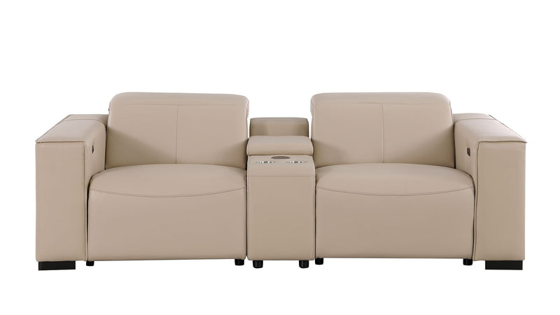 1208 - Modular Leather Set With 5 Power Recliners & Power Headrests