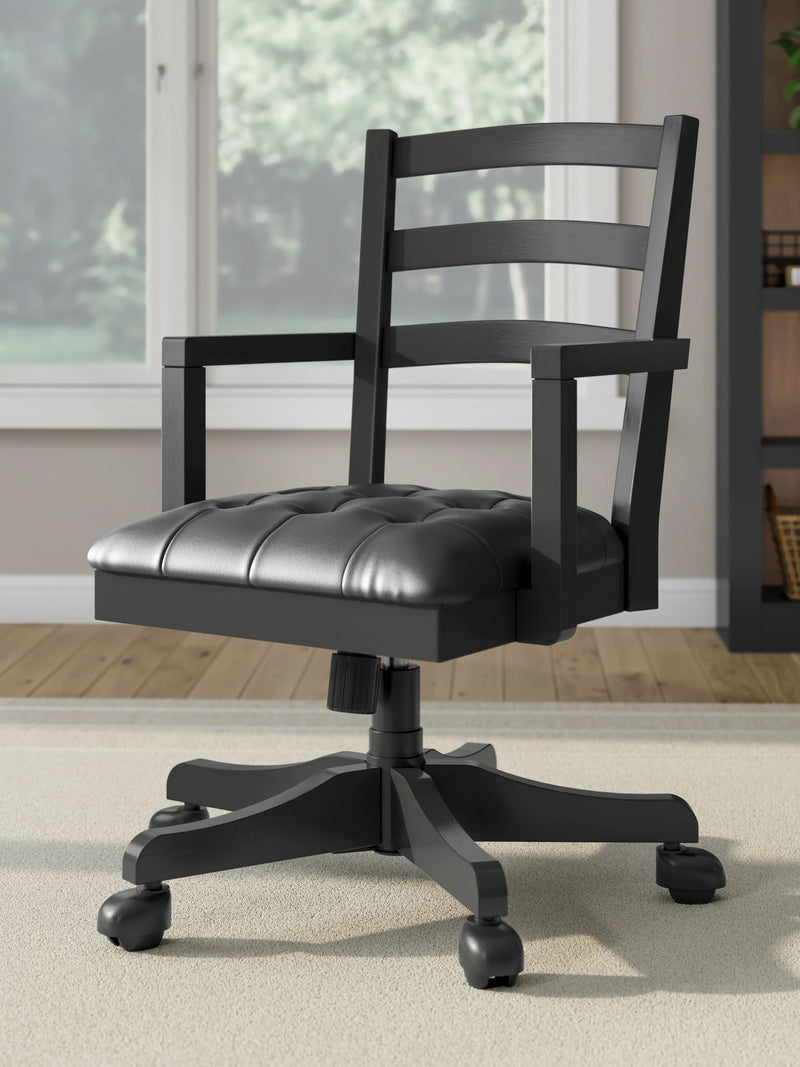 Wildenauer - Home Office Swivel Desk Chair - Brown / Black - R&R Furniture Gallery (Fountain Valley, CA)