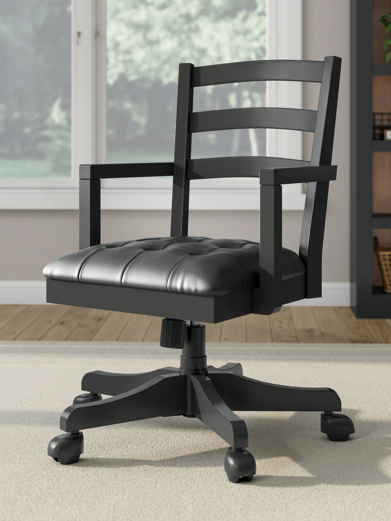 Wildenauer - 4 Pc. - Home Office Desk And Return, Swivel Desk Chair, Bookcase - Brown / Black - R&R Furniture Gallery (Fountain Valley, CA)
