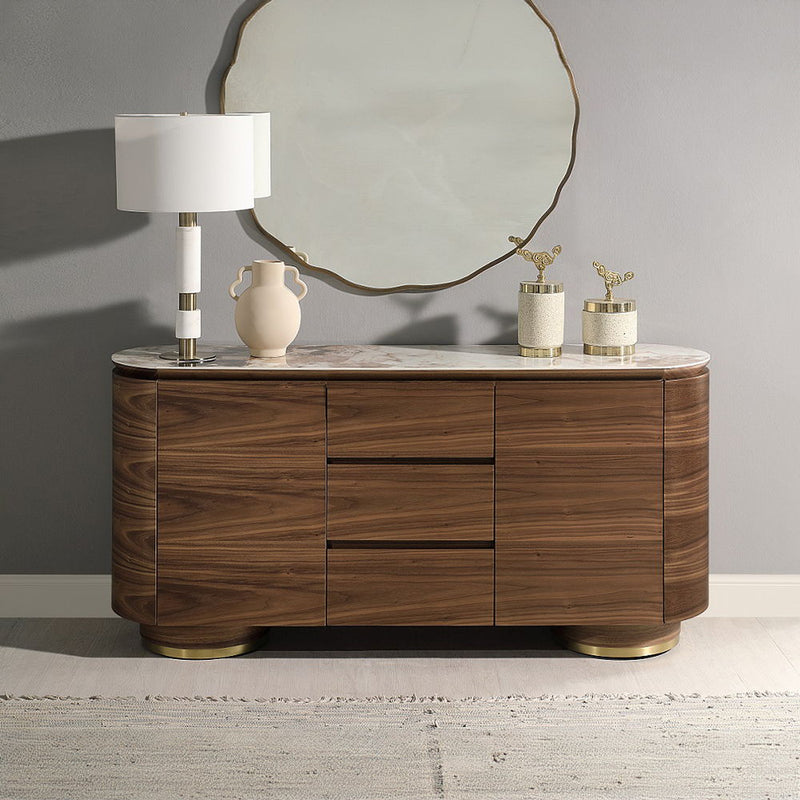 Willene - Server With Ceramic Top - Ceramic Top & Walnut - R&R Furniture Gallery (Fountain Valley, CA)