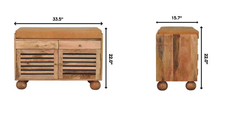 Shutter Shoe Rack With 2 Drawers - Beige - R&R Furniture Gallery (Fountain Valley, CA)
