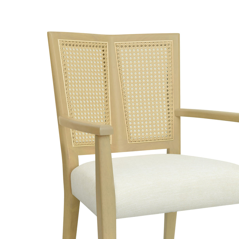 Mid Century Modern Arm Dining Chairs With Rattan Backrest - R&R Furniture Gallery (Fountain Valley, CA)