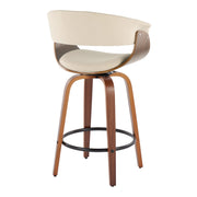 Lumi Source vintage mid-century modern fixed height counter stools with swivel, round footrest, set of 2, in stylish design.
