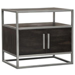 Empire 2-Door End Table in Dark Brown Veneer w/ Hand brushed Silver Metal Frame