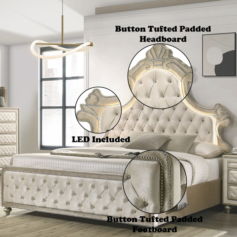 Lucienne - Bed With LED - R&R Furniture Gallery (Fountain Valley, CA)