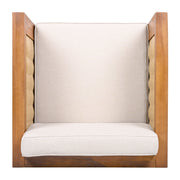 Outdoor Club Chair With Rope Arm And Cushions - Beige / Teak - R&R Furniture Gallery (Fountain Valley, CA)