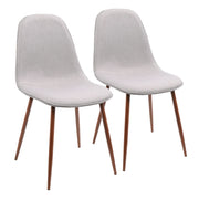 Lumi Source Pebble Mid Century Modern dining chair set with sleek, curved wooden seats and tapered legs, two chairs side by side.