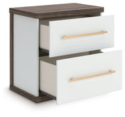 Kendanport - Two Drawer Night Stand - Brown / White - R&R Furniture Gallery (Fountain Valley, CA)