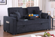 Cody II - 69.5"W Woven Fabric Convertible Sleeper Loveseat with Cup Holder - R&R Furniture Gallery (Fountain Valley, CA)