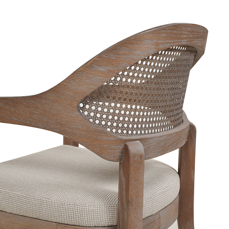 Americana - Mid-Century Modern Cane Back Dining Chair Textured Weave - Taupe Beige - R&R Furniture Gallery (Fountain Valley, CA)